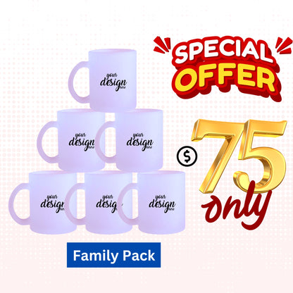 Lilmonal customizable frosted mugs family pack with special offer for seven mugs at 75 dollars