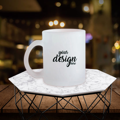 Customizable frosted mugs by lilmonal with your design here on white frosted glass mug