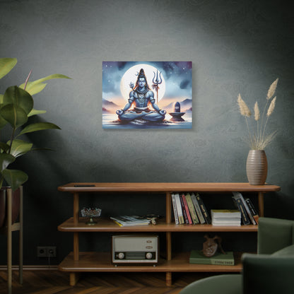 Lord Shiva canvas wall art by lilmonal depicting a meditating Shiva with moon and trident in a serene setting