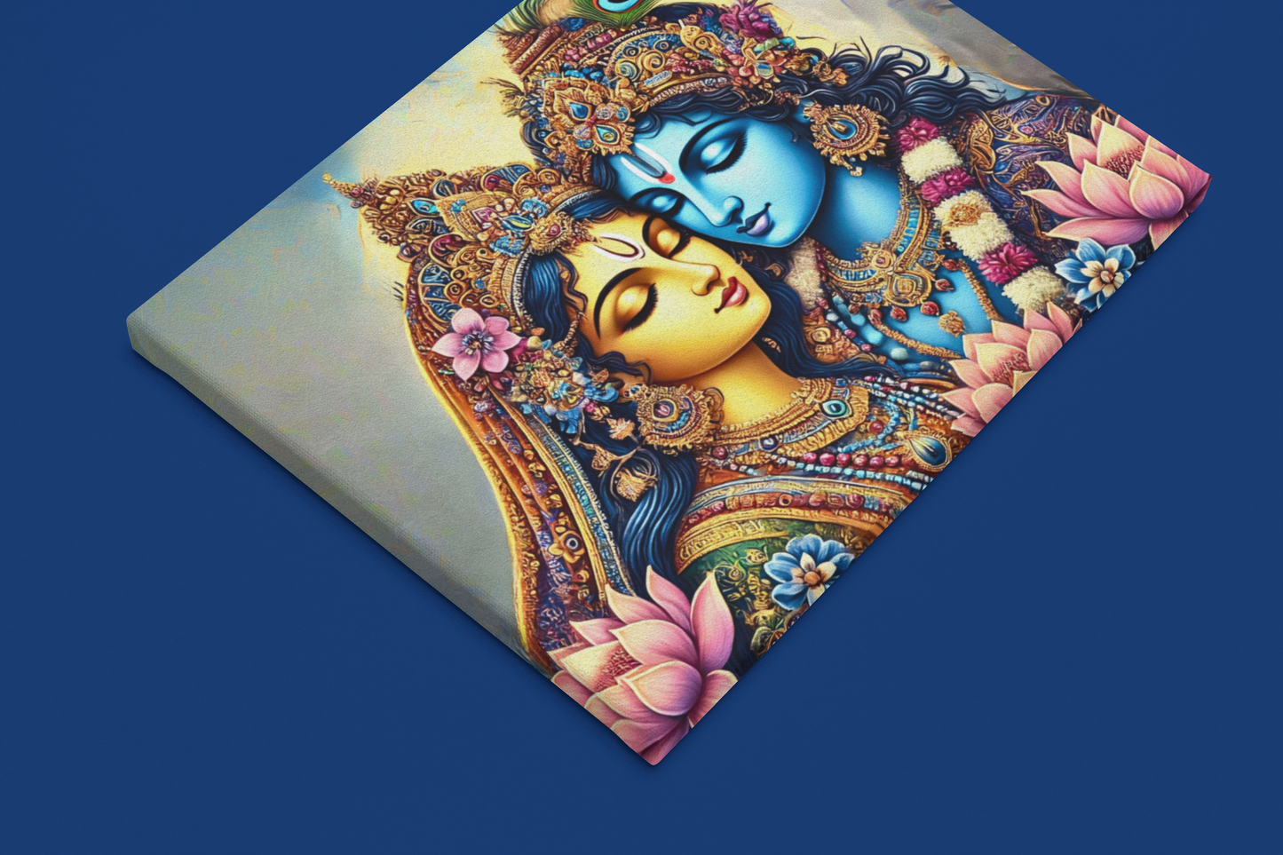 Radha Krishna Divine Love Canvas - Sacred Art Print for Spiritual Decor, Vibrant Hindu Wall Art, Perfect Gift for Devotional Spaces