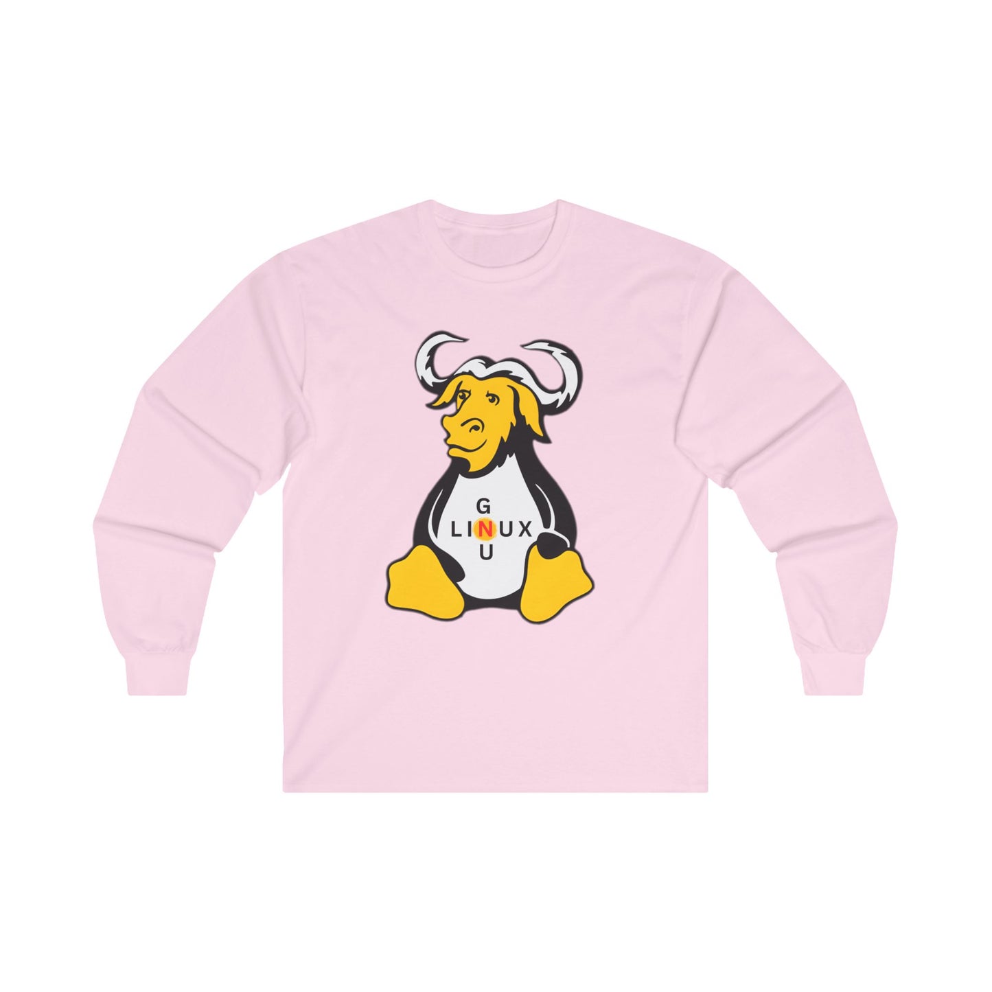 Lilmonal long-sleeve unisex linux t-shirt in light pink with GNU mascot graphic design