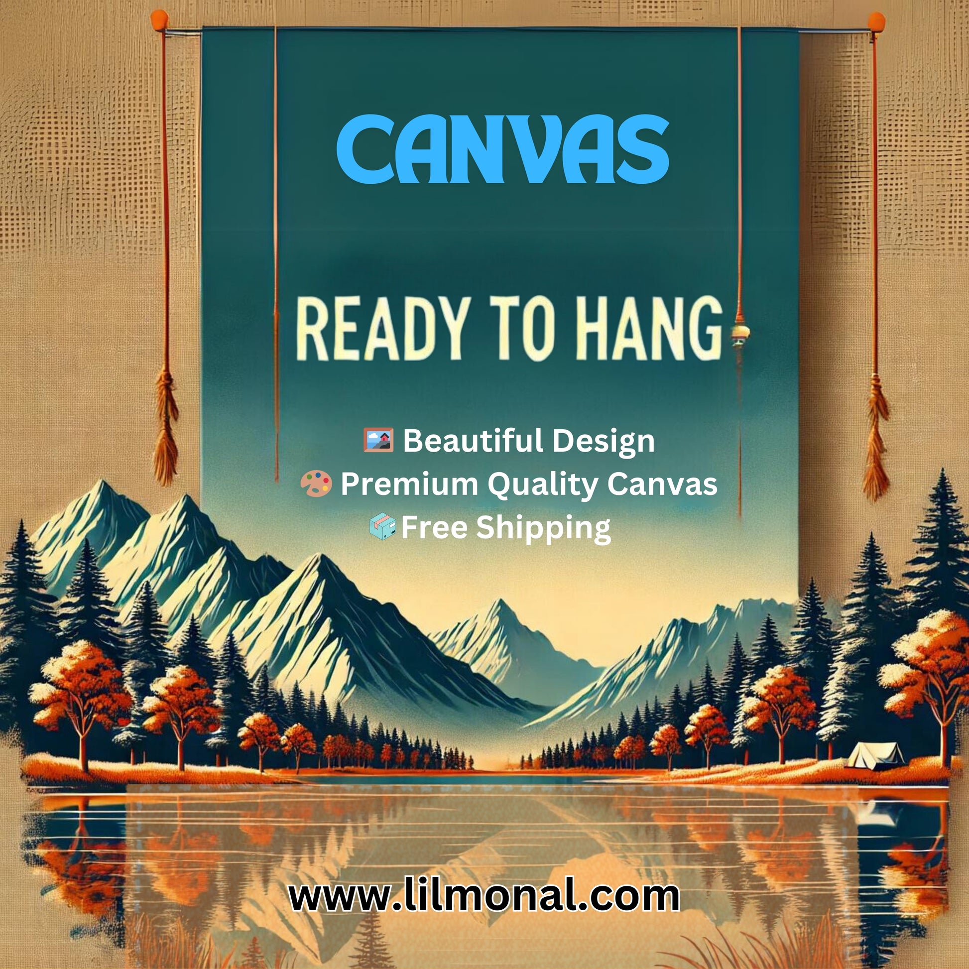Lilmonal premium quality canvas print with beautiful mountain landscape design ready to hang